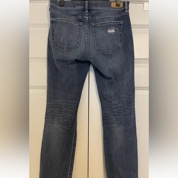 EXPRESS Skinny Ankle Stretch Women’s 8R Distressed Raw Hem Dark Wash Jeans | Y2K - Picture 3 of 16